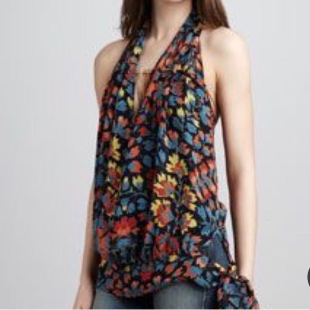 Haute Hippie Scarface Open Back Halter Silk Top